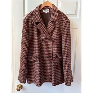 Jonathan Michael  Women's Pink Houndstooth Coat Overcoat Size‎ 20 Made in USA my